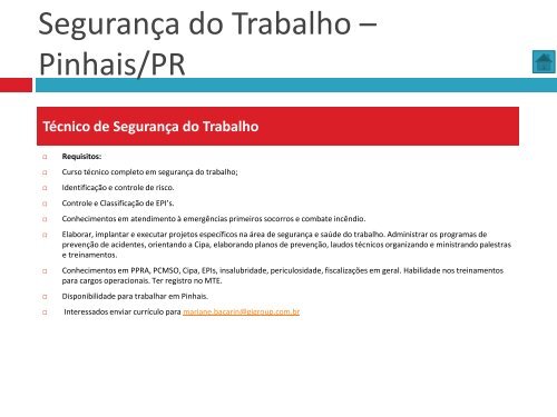 Oportunidades de trabalho