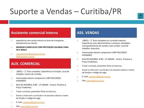 Oportunidades de trabalho