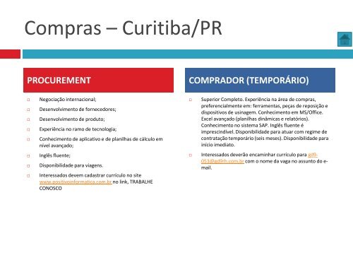 Oportunidades de trabalho