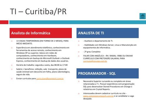 Oportunidades de trabalho