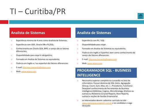 Oportunidades de trabalho