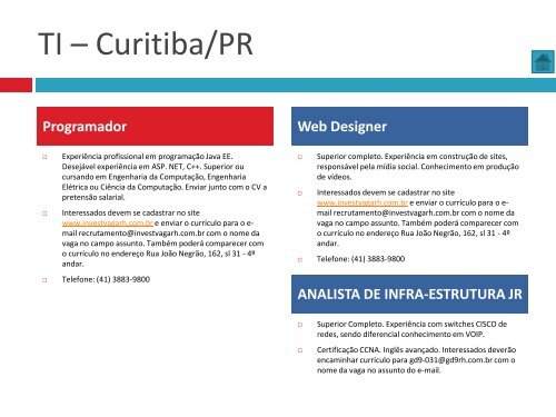 Oportunidades de trabalho