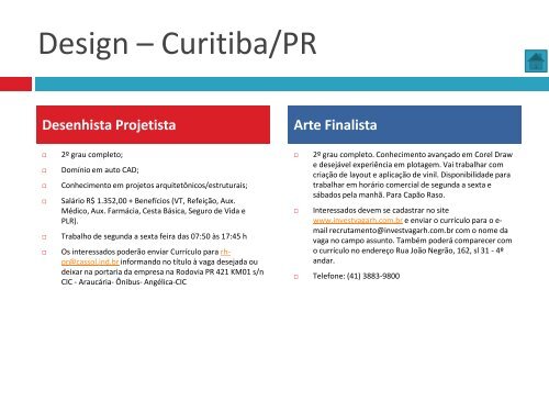 Oportunidades de trabalho