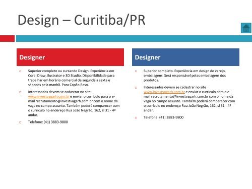 Oportunidades de trabalho