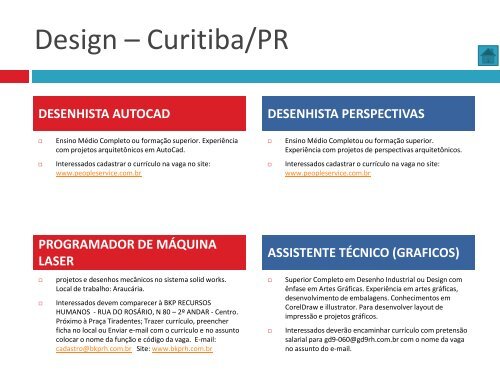 Oportunidades de trabalho