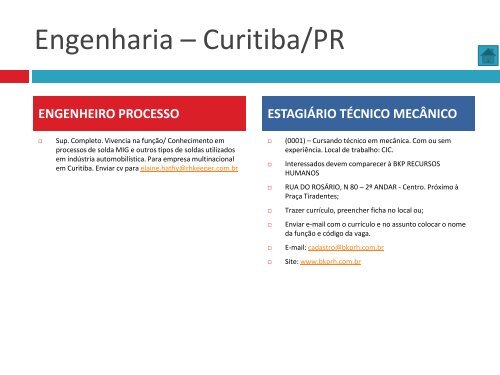 Oportunidades de trabalho