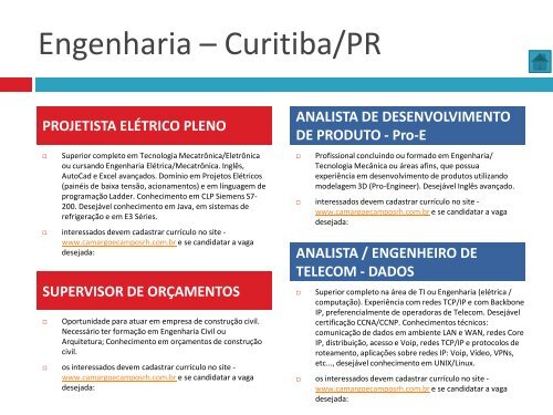 Oportunidades de trabalho