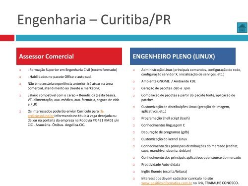 Oportunidades de trabalho