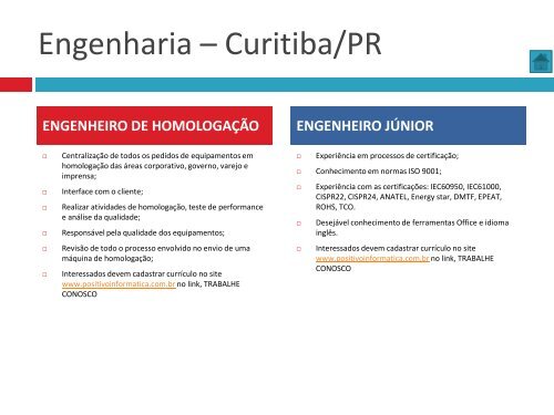 Oportunidades de trabalho