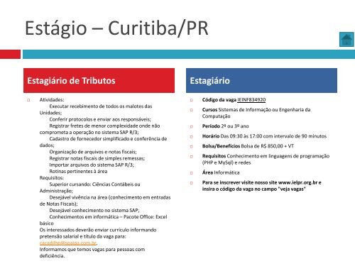 Oportunidades de trabalho