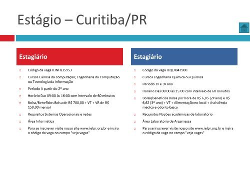 Oportunidades de trabalho