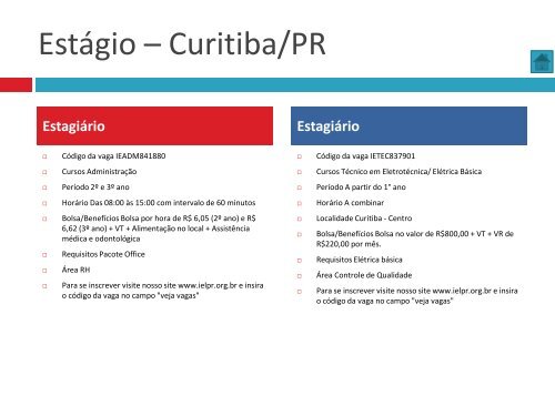 Oportunidades de trabalho