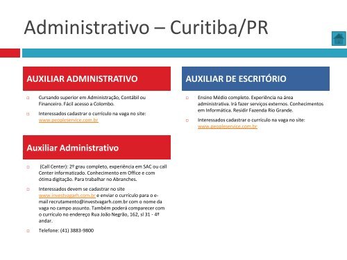 Oportunidades de trabalho