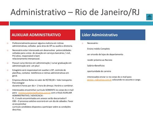 Oportunidades de trabalho