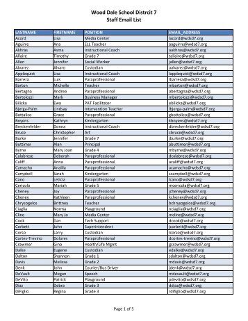 District Email List - Wood Dale School District 7