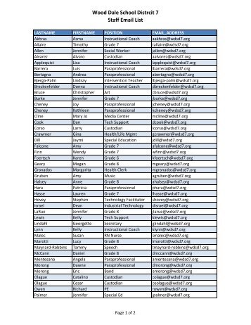 Junior High Staff Directory - Wood Dale School District 7