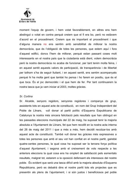 Ple 11-06-11 Constitucio Ajuntament.pdf - Ajuntament de Llinars del ...