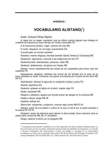 Vocabulario Alistano de Figueruela - Furmientu