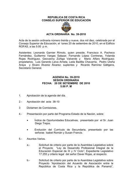 acta aquí - Consejo Superior de Educación Pública