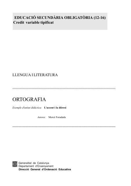 ORTOGRAFIA - PARAULES I LLIBRES. Llengua catalana i literatura