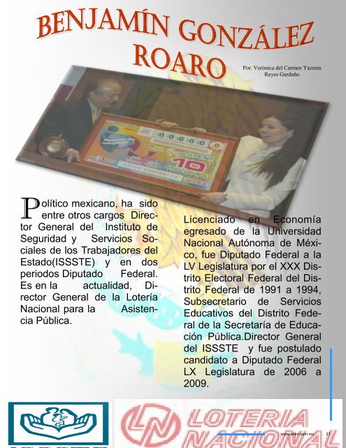 No. 19 Junio - Julio 2012 Edicion 70 00 Ejemplares Presidenta: Loc ...