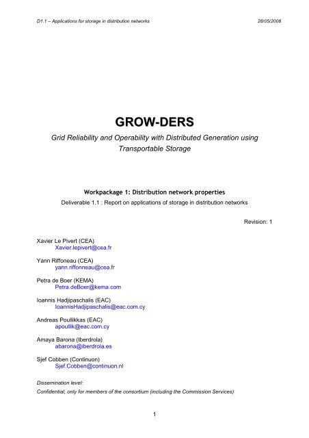 Deliverable 1.1 : Report on applications of storage in  - GROW-DERS
