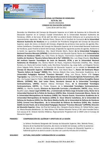 Acta No. 261-2012-Sesión Ordinaria del Consejo de ... - UNAH
