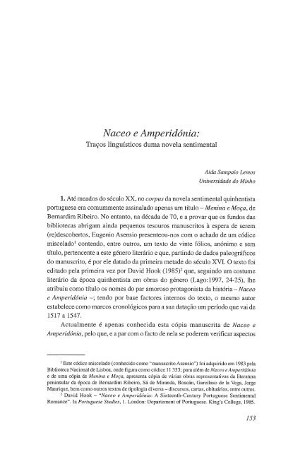 Naceo e Amperidónia : traços linguísticos duma novela sentimental