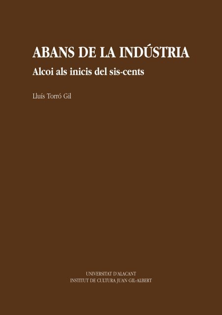 Abans de la indústria - Publicaciones Universidad de Alicante