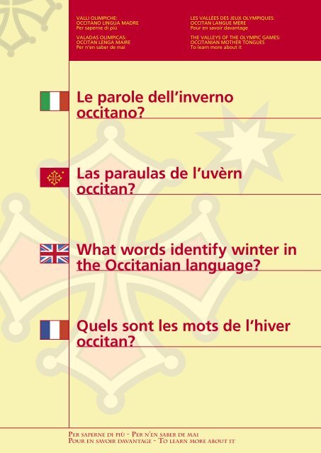 Le parole dell'inverno occitano? - Provincia di Torino