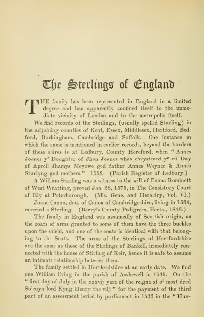 The Sterling genealogy