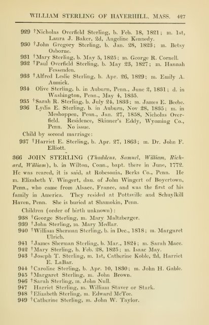 The Sterling genealogy