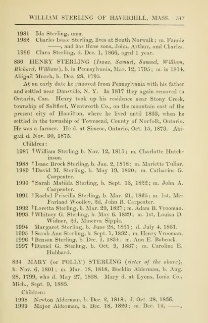 The Sterling genealogy