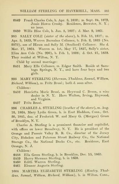 The Sterling genealogy