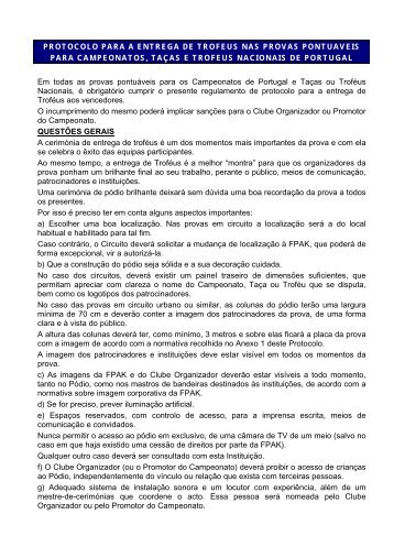 PROTOCOLO PARA A ENTREGA DE TROFEUS NAS ... - FPAK