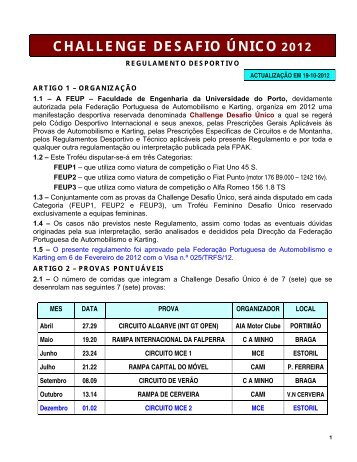 REG DESP CHALLENGE DESAFIO UNICO 2012 - FPAK