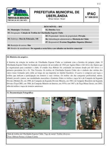 Coleção de Trofeus - Prefeitura Municipal de Uberlândia