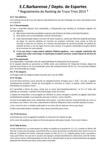 Regulamento Ranking Trios - Esporte Clube Barbarense