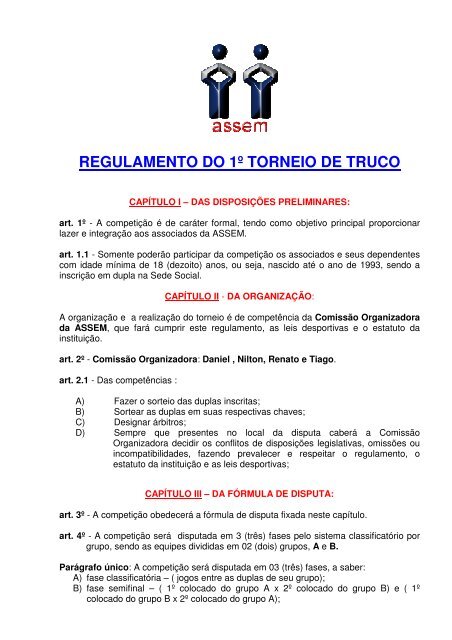 REGRAS DO TORNEIO DE X1 - Baixar pdf de