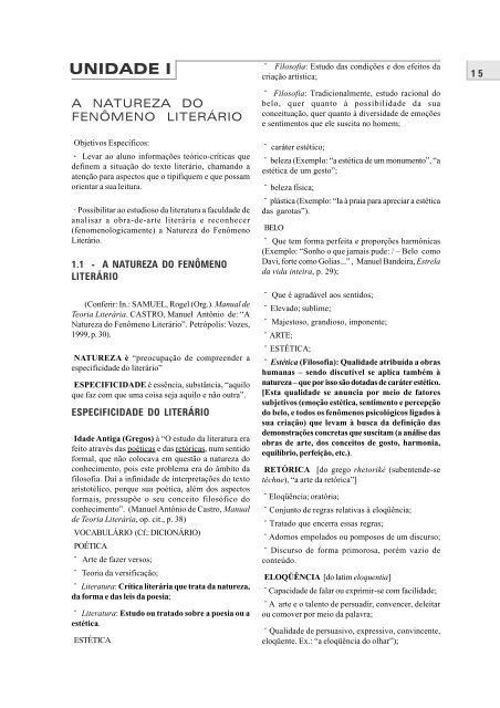 TEORIA DA LITERATURA II - Universidade Castelo Branco