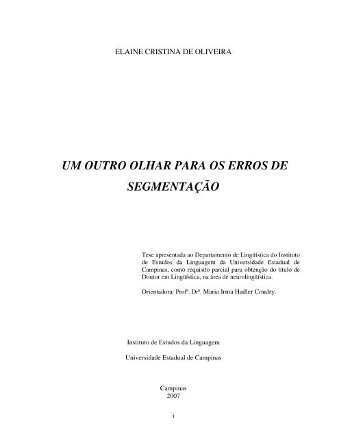 Um outro olhar para os erros de segmentação - Faculdade de ...