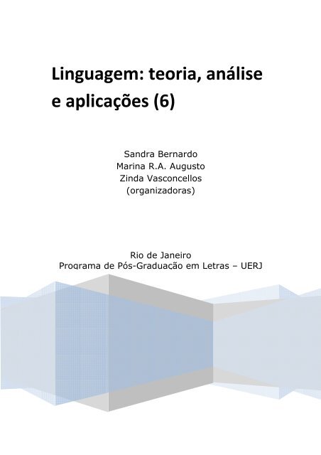 Linguagem: teoria, análise e aplicações - Pós-graduação em Letras ...