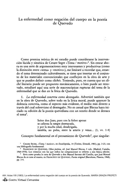 La enfermedad como negación del cuerpo en la poesía de Quevedo