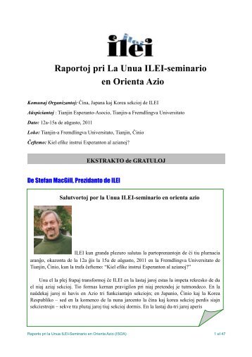 Raportoj pri la Tianjin-seminario - ILEI