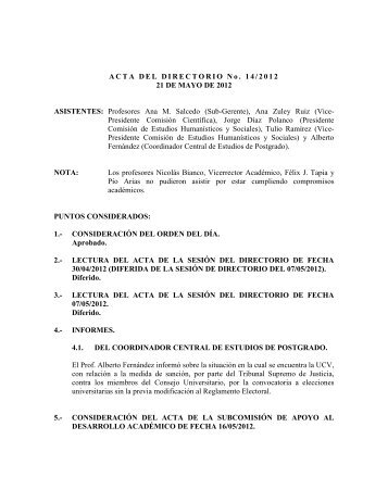 Directorio de fecha 21/05/2012 - CDCH-UCV