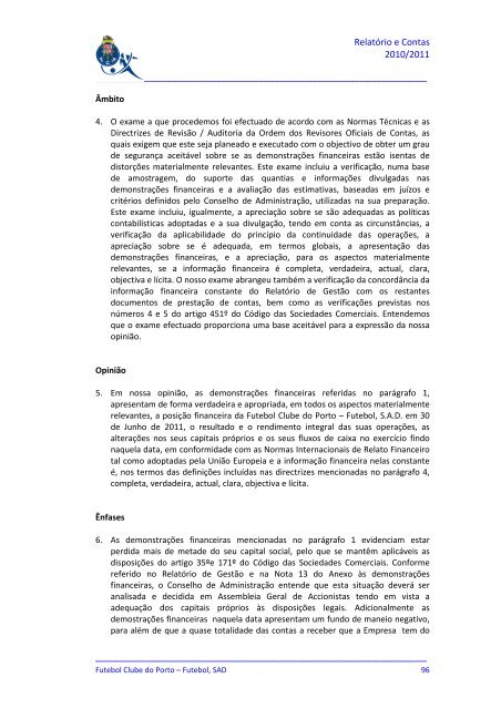 Relatório e Contas 2010/2011 - FC Porto