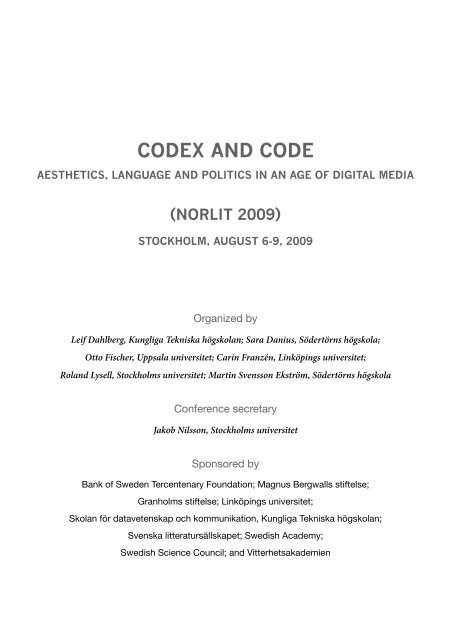 codex and code - Department of Speech, Music and Hearing - KTH