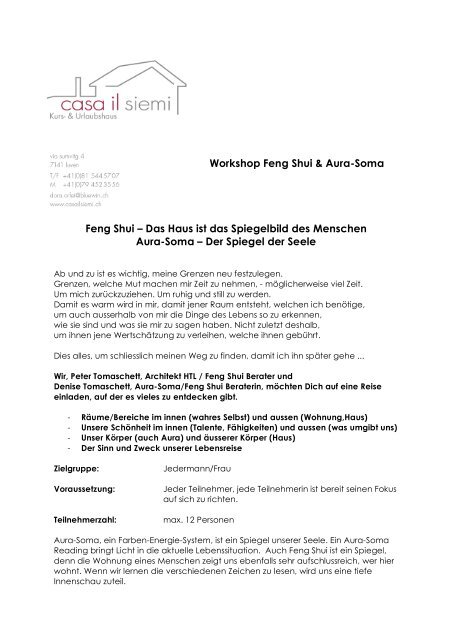 Workshop Feng Shui & Aura-Soma Feng Shui – Das Haus ist das ...