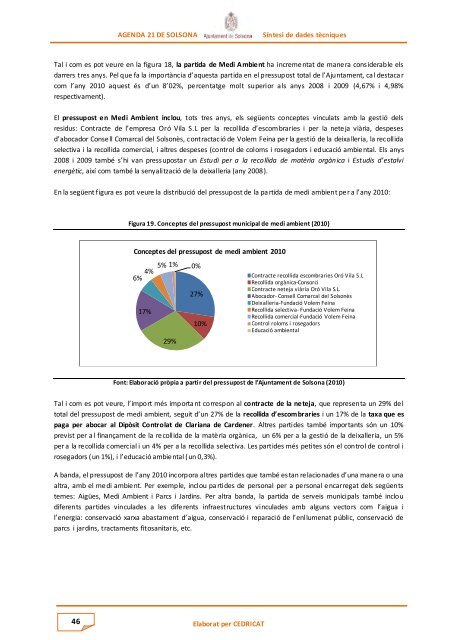 Síntesi de dades tècniques - Ajuntament de Solsona