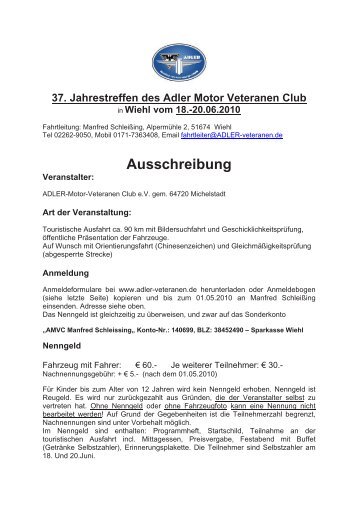 Ausschreibung - Adler-Motor-Veteranen-Club e.v.